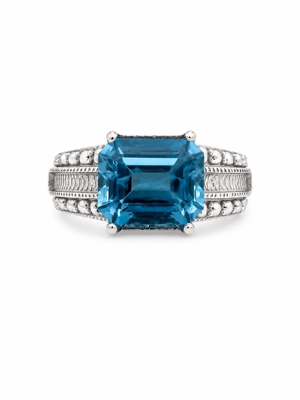 Blue Topaz and Marcasite Ring (S925)